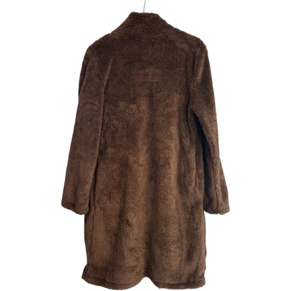 NWOT Brown Teddy Coat Faux Fur Fleece Shacket Jacket - Picture 2 of 7